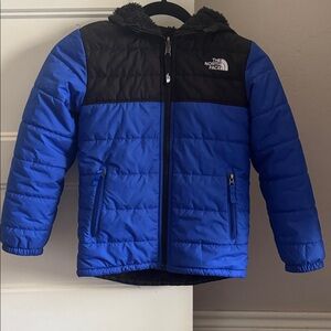 The North Face Black and Blue Hooded Jacket Reversible To Black